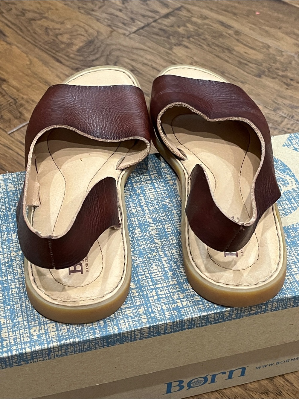 Born Brown Open-Toe Leather Slingback Sandals - Picture 4 of 4